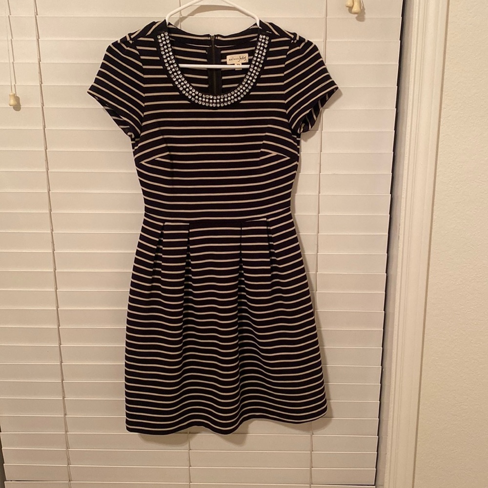 Maison Jules beaded collar fit & flare dress